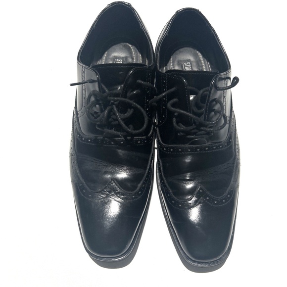 Stacy Adams Men's Dress Shoes Black Wardell Wingtip Oxfords Size 10M - Picture 1 of 8